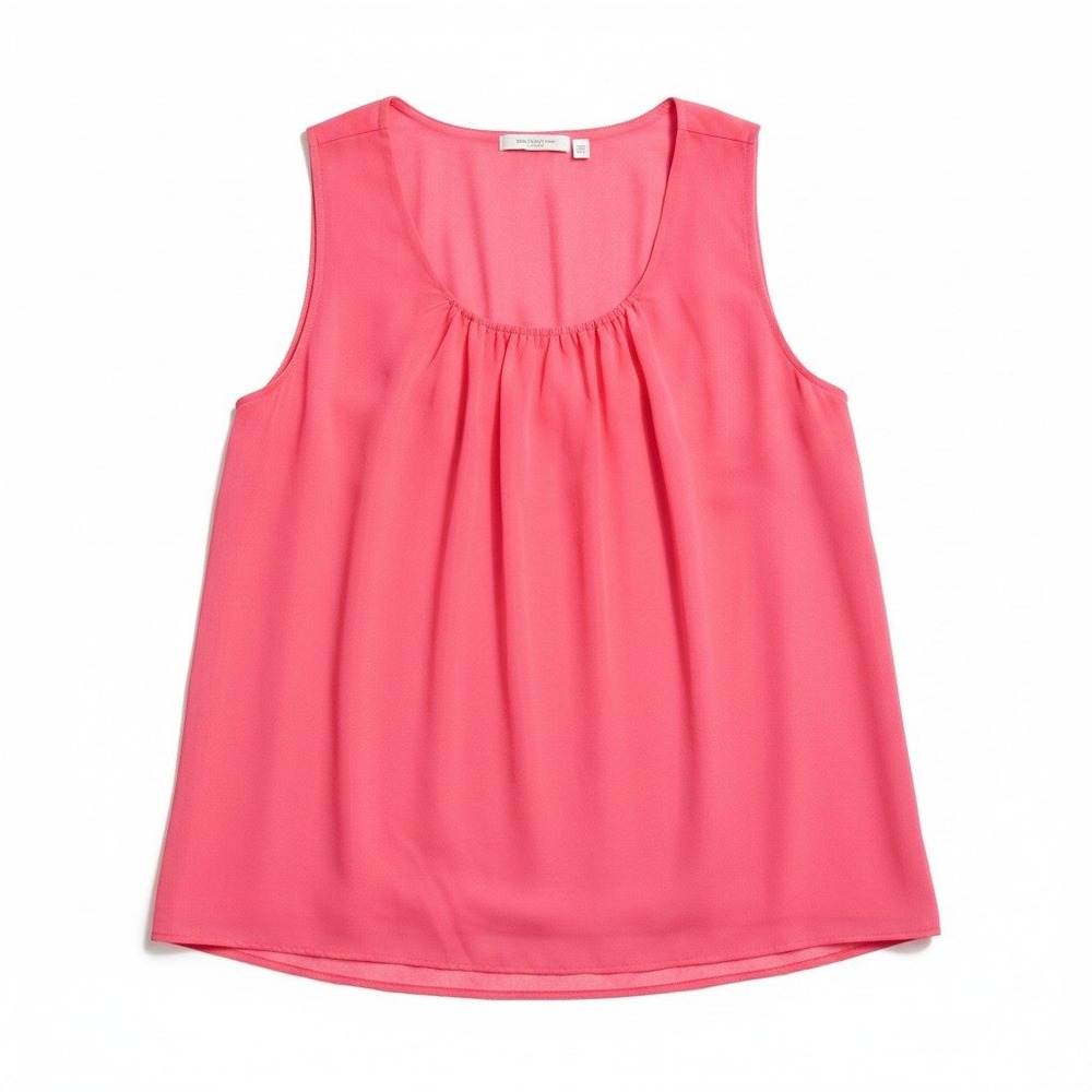 New York & Company XL Pink Womens Sleeveless Pleated Blouse Boho Casual Summer